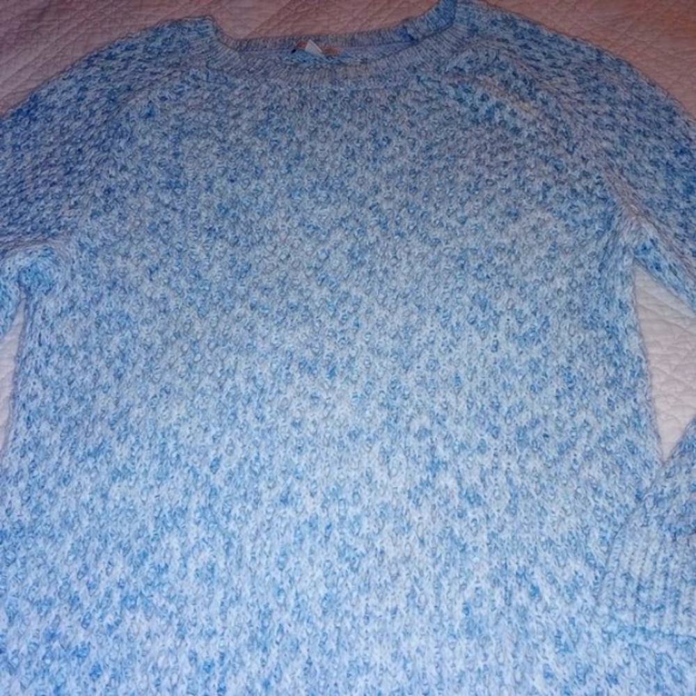 Gap (Design & Crafted) Ice Blue Open Lattice Knit Tunic Sweater